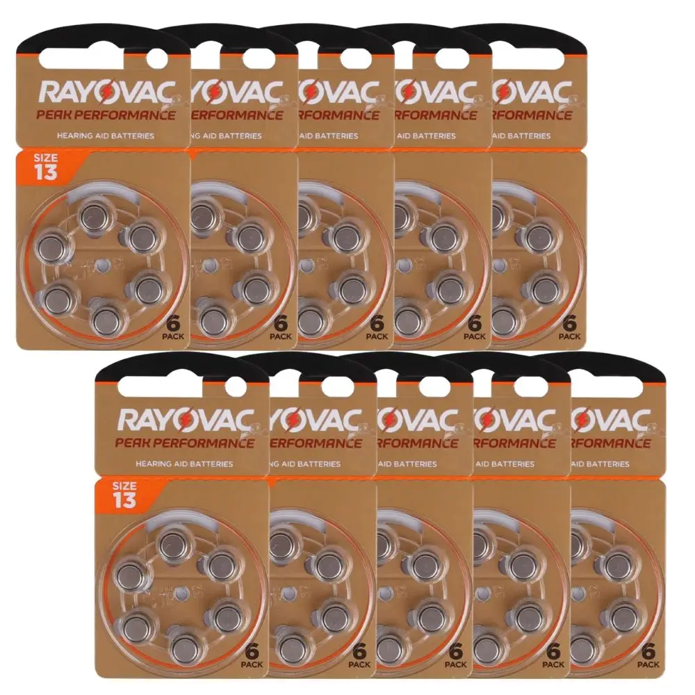 

60Pcs Hearing Aid Batteries A13 13A 13 P13 PR48 Rayovac Peak UK 1.45V Zinc Air Battery For CIC BTE Hearing Aids Sound Amplifier