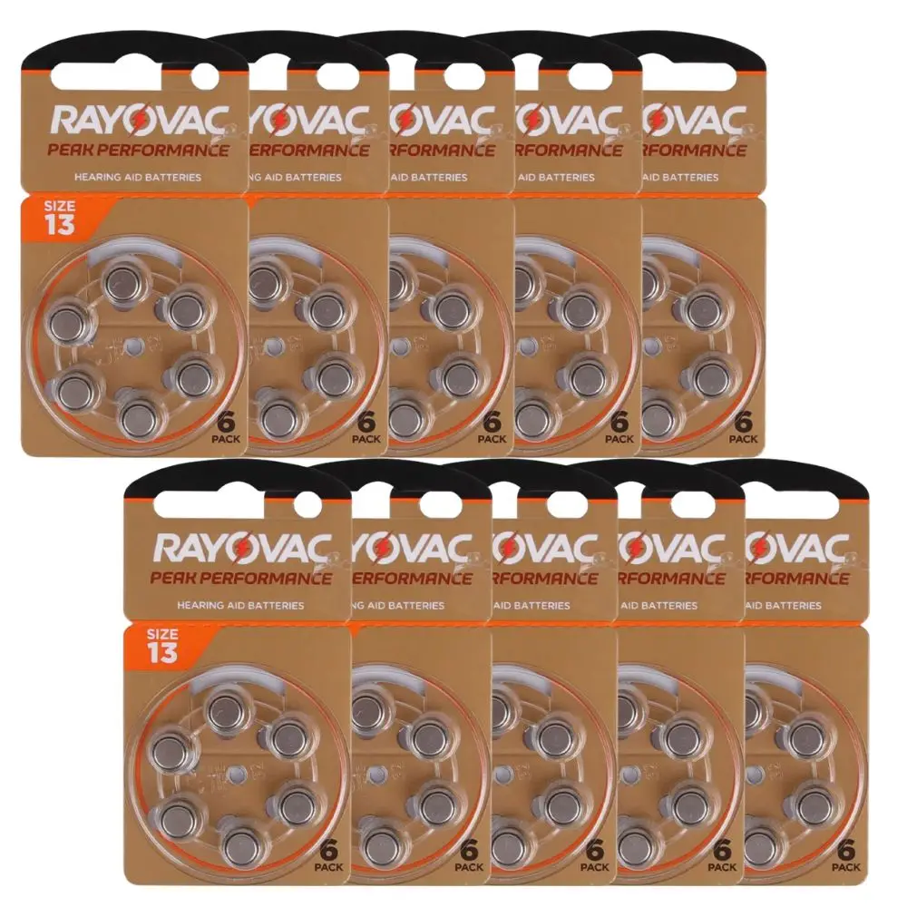 60Pcs Hearing Aid Batteries A13 13A 13 P13 PR48 Rayovac Peak UK 1.45V Zinc Air Battery For CIC BTE Hearing Aids Sound Amplifier