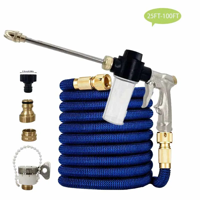 

25FT-100FT Heavy-Duty Expandable Garden Hose With High-Pressure Water Gun - Car Wash, Gardening, Irrigation And Cleaning Tool