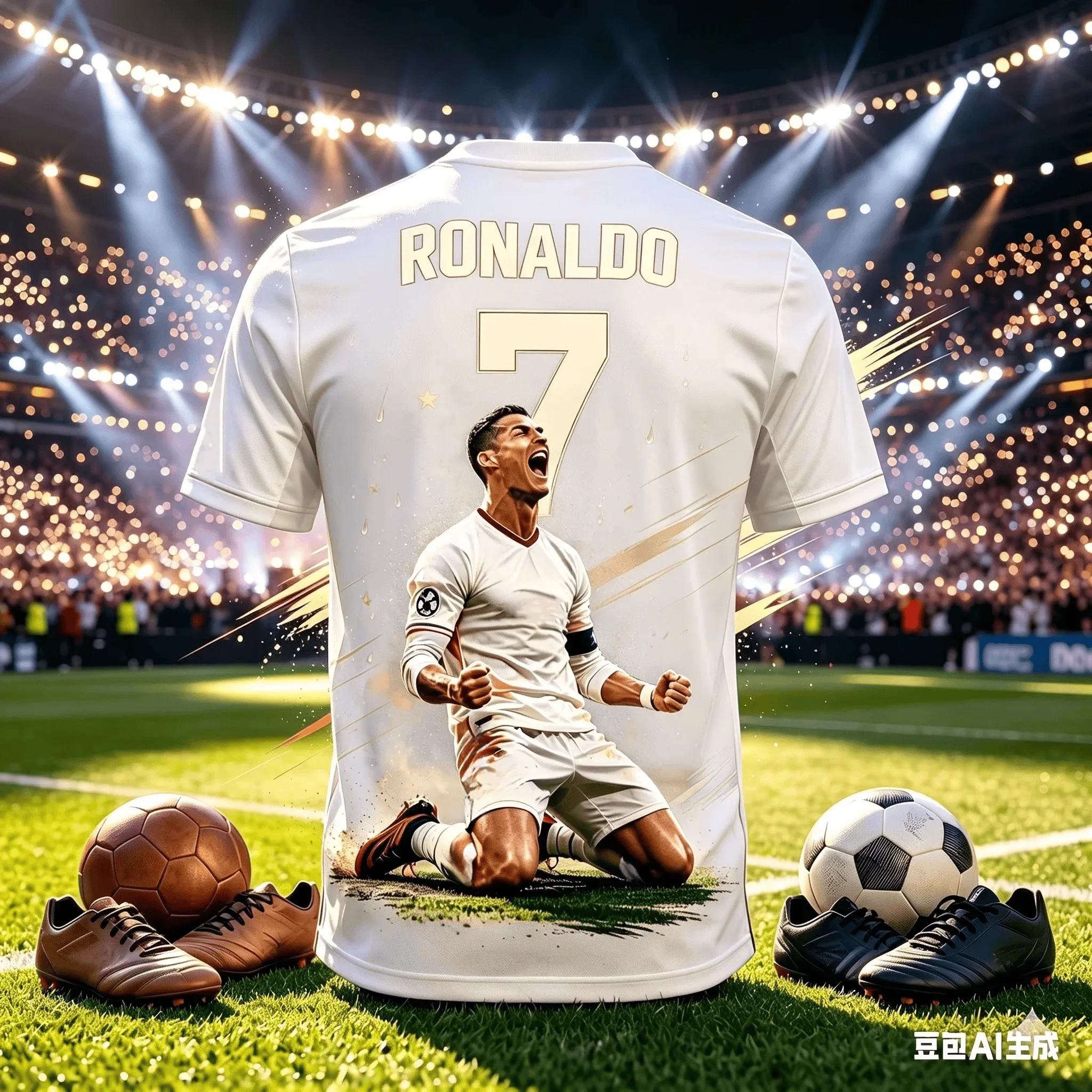 Cristiano Ronaldo Nr. 7 Fußball-Zweiteiler-Set, 3D-gedrucktes Trikot & Shorts, mehrfarbige Fan-Sportbekleidung für Erwachsene & Kinder – Detail 10