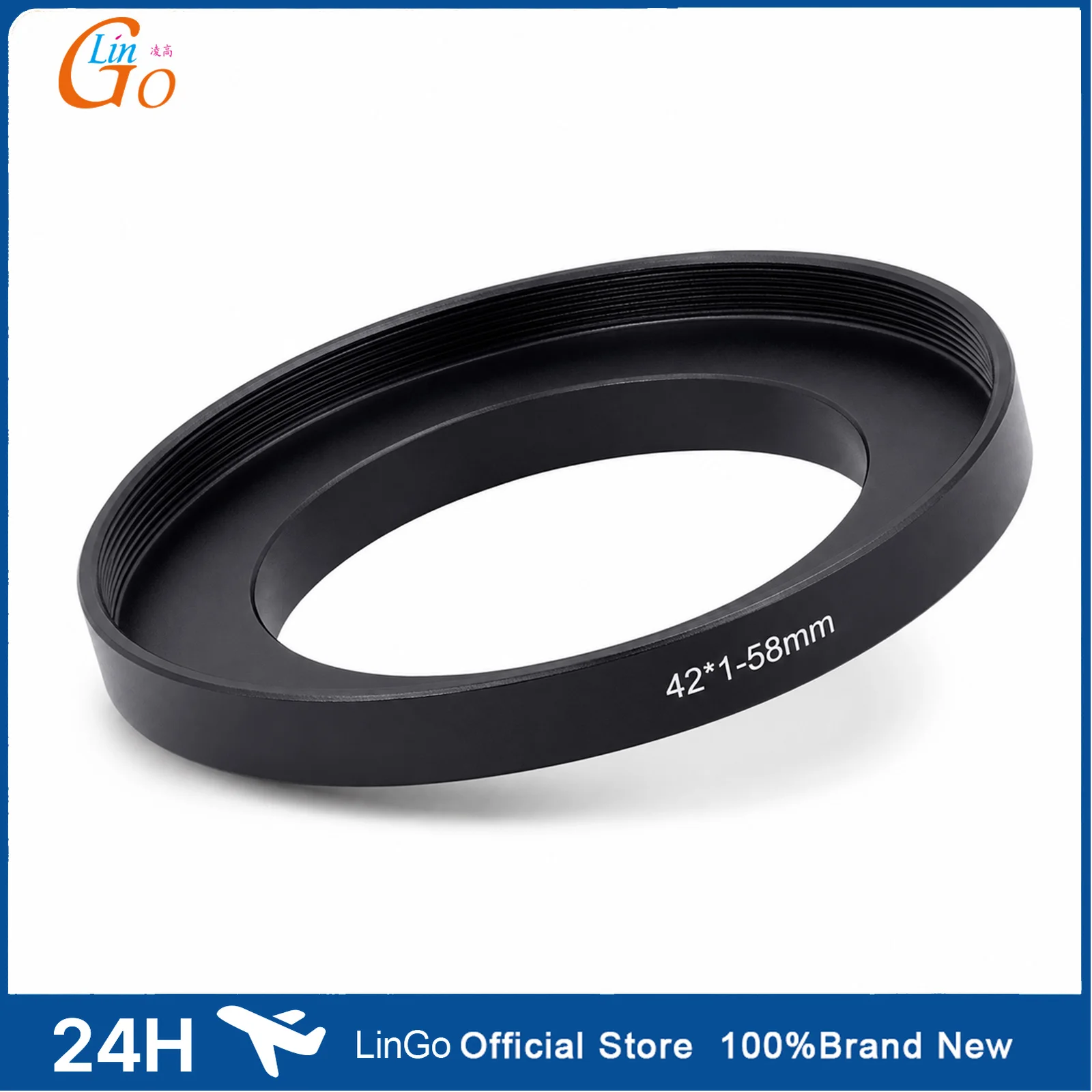 LinGo Metal M42*1mm Male to M58mm*0.75mm Female Thread Adapter Ring Aluminum Converter Ring for Camera Lens Filter Macro