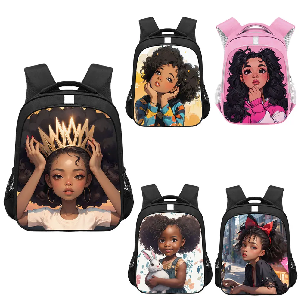 

Cute Afro Girl Backpack American Latino Africa Women Rucksack Children School Bags for Teenager Girls Daypack Student Book Bag