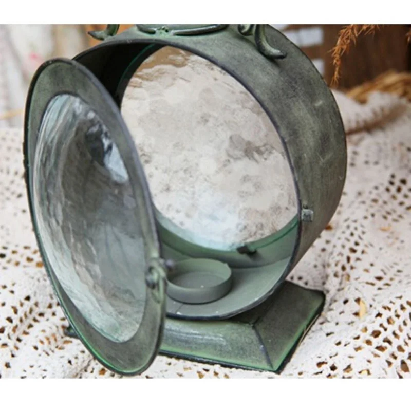 Indoor Outdoor Decorative Vintage Metal Glass Hurricane Candle Lantern