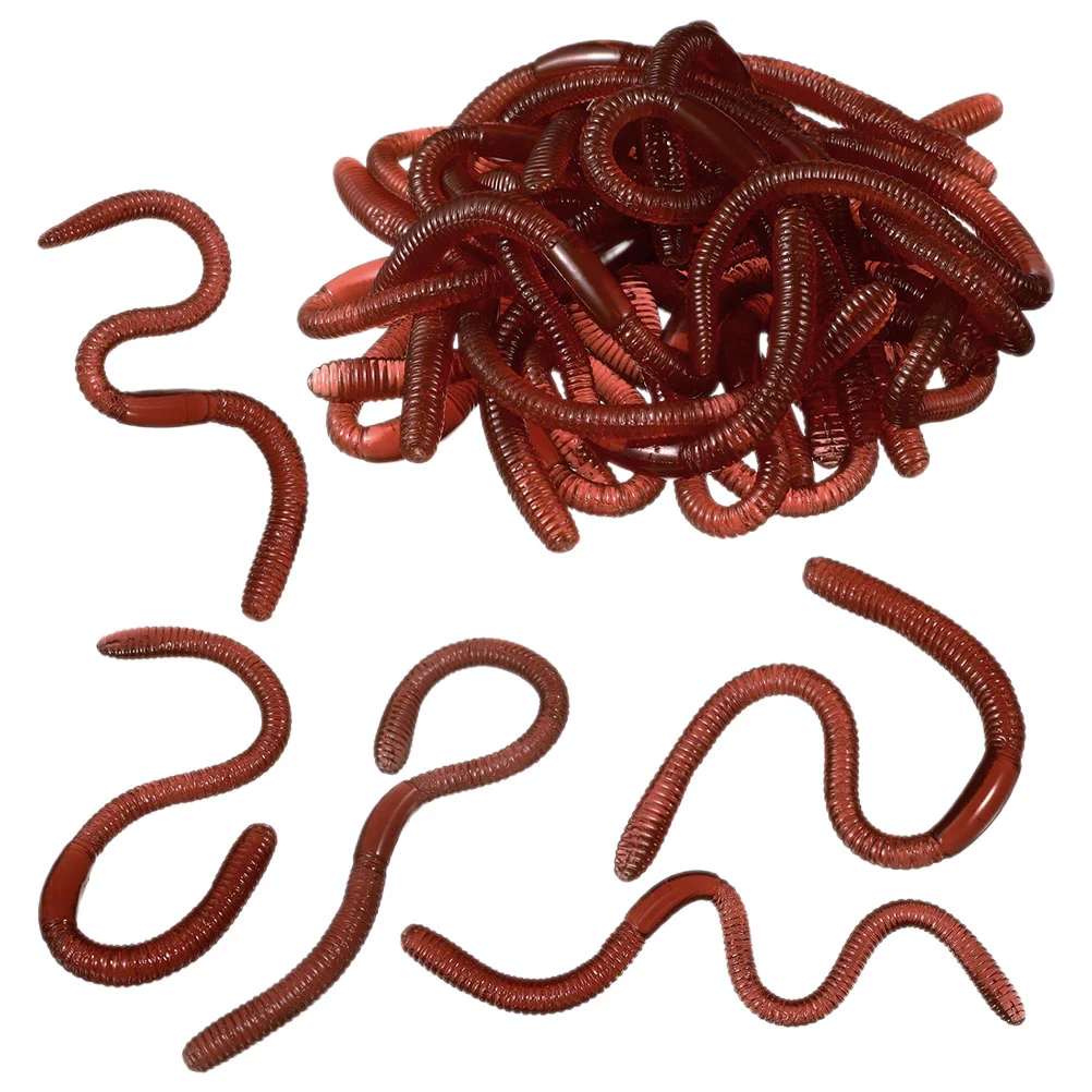 30 Pcs Artificial Earthworm Simulated Earthworms Realistic Fake Soft Rubber Figures Plastic Simulation