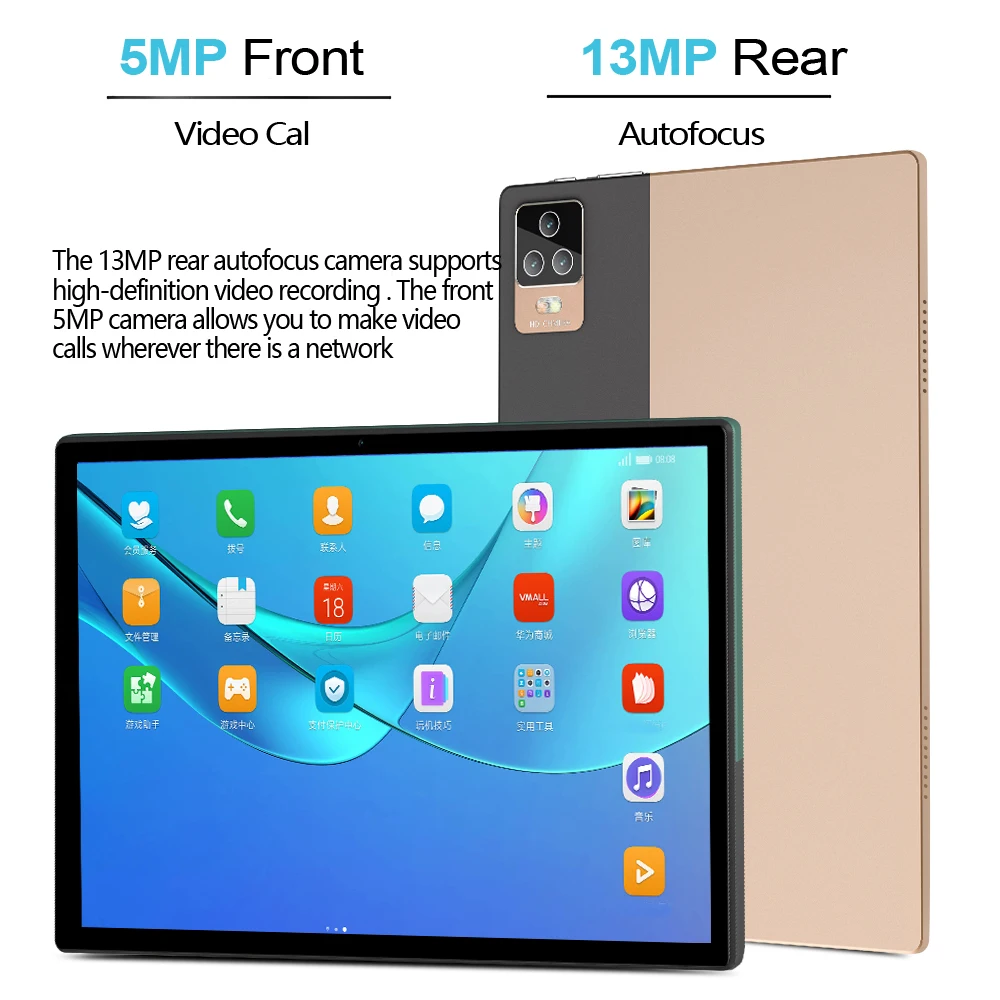 Global Firmware Android 12 Tablet, Rede 4G LTE, Telefone Bluetooth, WiFi, GPS, 10.1 ", 8GB RAM, 128GB ROM, 1280x800 HD