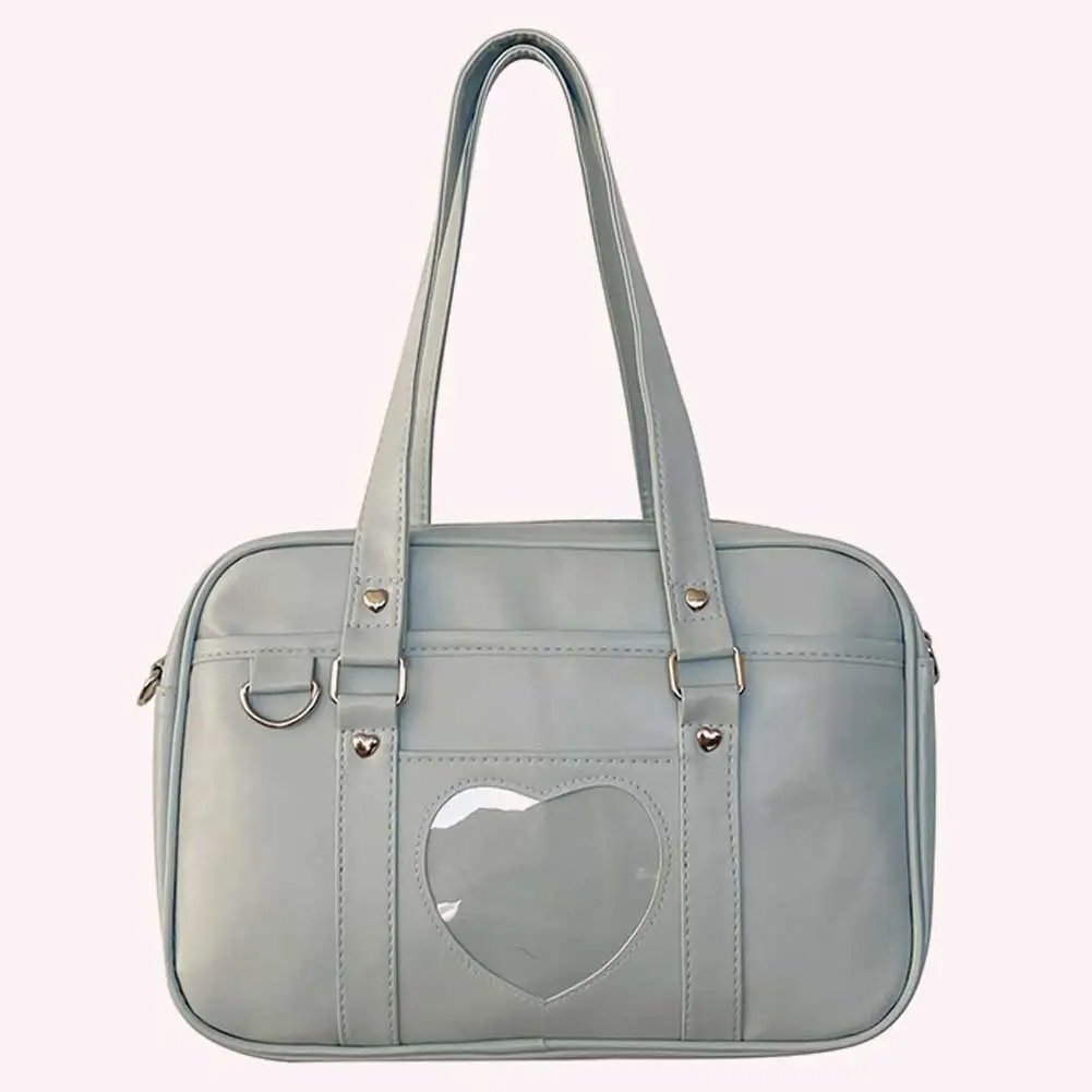 

Сумки для косплея для женщин и девочек, большая вместительная сумка на плечо из искусственной кожи с комиксами, прозрачная сумка на плечо с сердечком для путешествий на открытом воздухе