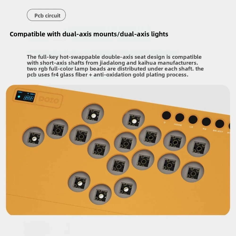 DOIO KBGM-H02+ HITBOX Mechanical Keyboard Aluminum Alloy Wired Arcade Fight Controller Hot Swappable Low Profile Keyboard Gifts