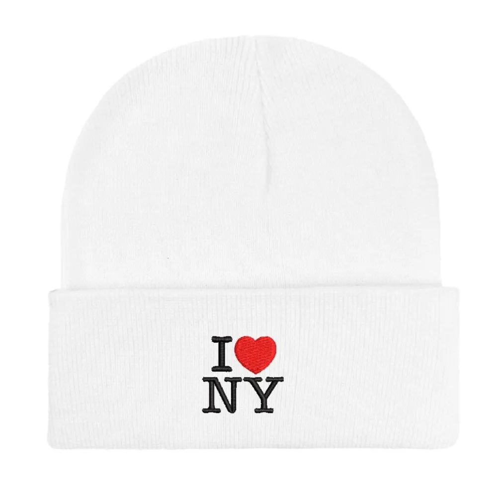 Embroidery Design I Love New York NY Beanies Knitted hats Custom Text Winter thick caps Men Women Female Caps Warmer Bonnet hat