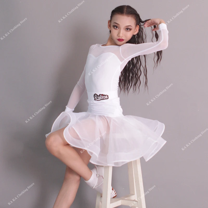 Child Rumba Samba Tango Ballroom Salsa Training Dance Clothes Latin Dance Dress Girls Performance Clothes Training Performance