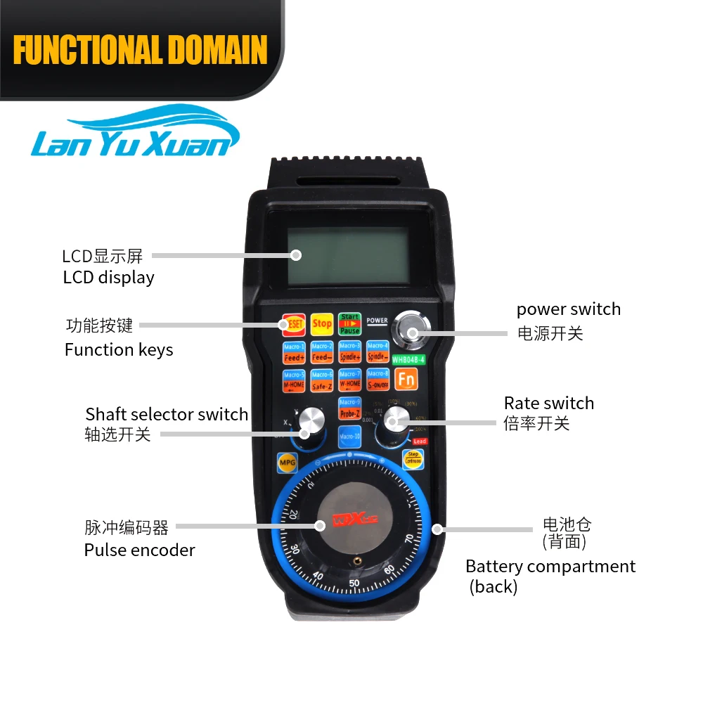 XHC 4 6 Axis Wired Wireless Handwheel LHB04B WHB04B Line Driver Output 100P/R Emergency Stop MPG Handwheel Lathe Controller