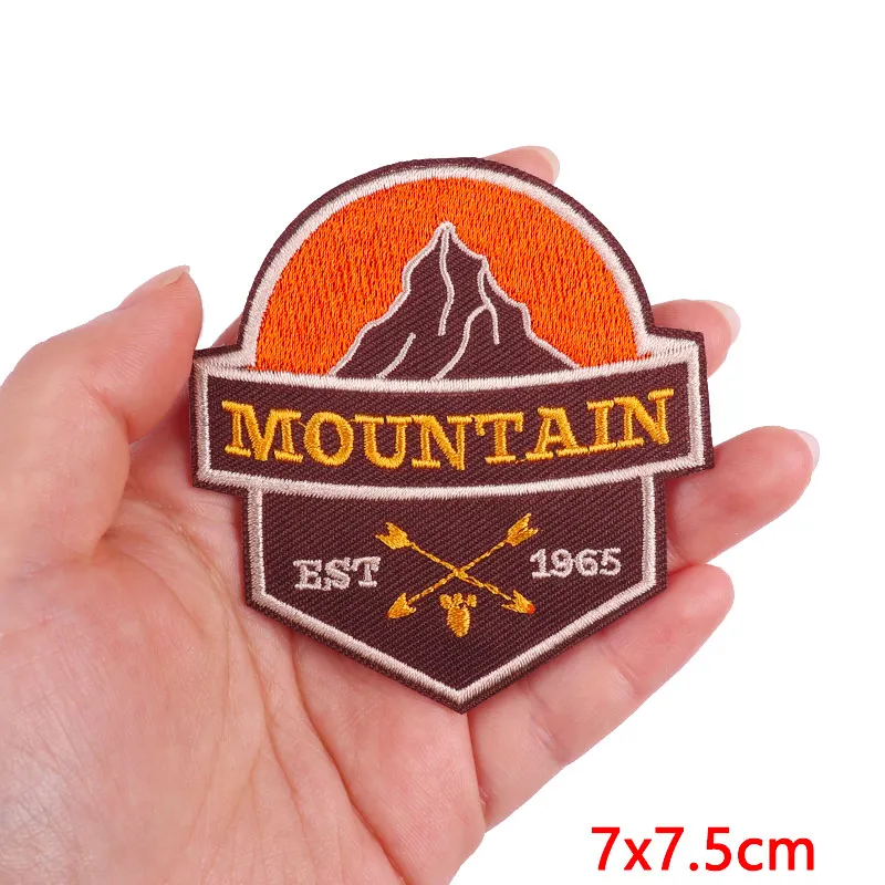 Wilderness Patches On Clothes Mountain Embroidered Patch Adventure Iron On Patches For Clothing Travel Patch Backpack Badges Sew