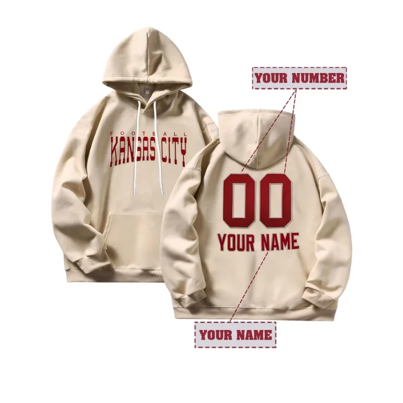 

Толстовка с флисовой подкладкой и вышивкой Канзас-Сити на заказ, индивидуальное имя и номер, толстый теплый спортивный пуловер в стиле ретро для мужчин и женщин