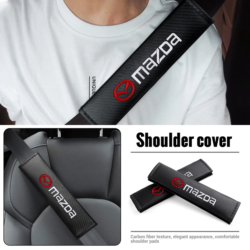 1/2Pcs Carbon Fiber Car Seat Belts Protect Shoulder Pad For Mazda CX-3 Bk GJ GL CX-8 CX-5 MS Speed 6 2 3 MX-5 MX-3 MX-5 CX30 323