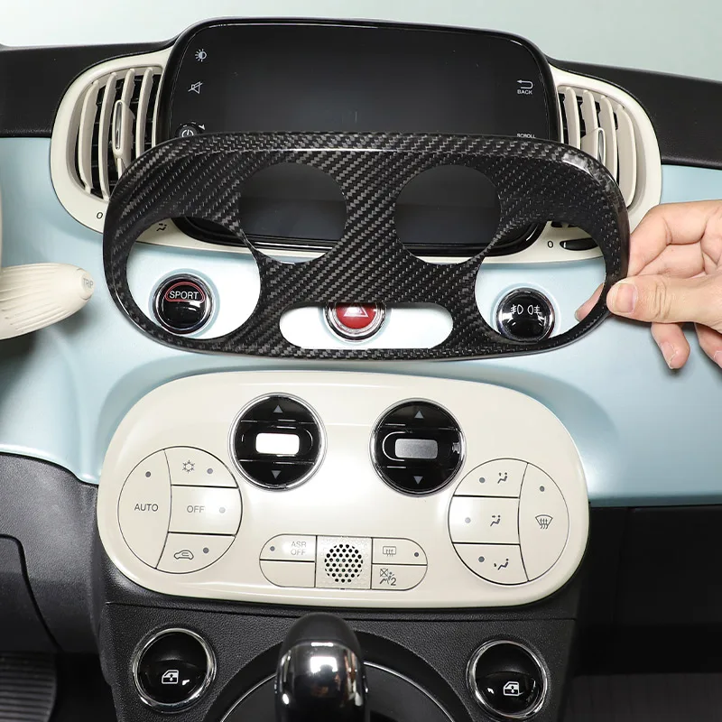 

For Fiat 500 2016-2023 Real Carbon Fiber Car Air Conditioning Adjustment Switch Decorative Frame Sticker Car Accessories