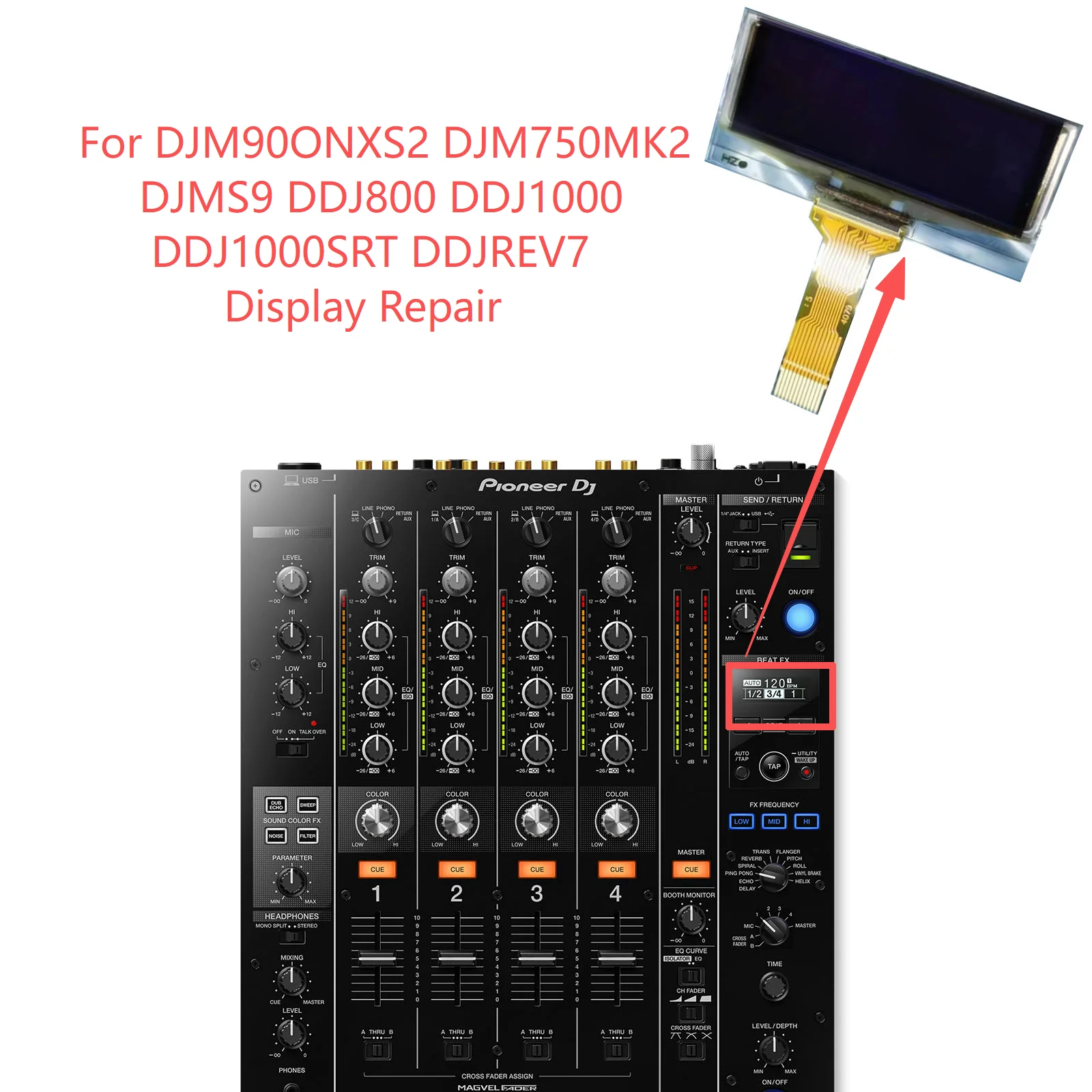New Monochrome LCD Oled Screen for DJM9OONXS2 DJM750MK2 DJMS9 DDJ800 DDJ1000 DDJ1000SRT DDJREV7 Replacement