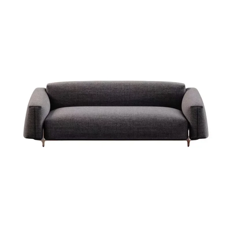 Wabi Silent Wind Minimalist Retro Three-person Small Apartment Cotton and Linen Sofa Designer Base Leisure Living Room Sofa