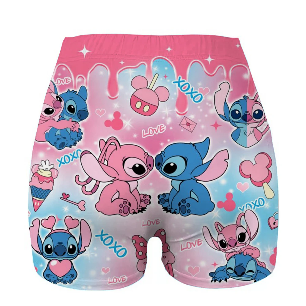 Pantaloncini da yoga da allenamento Kawaii con motivo Lilo e punto personalizzati da donna Pantaloncini da pallavolo da corsa atletica da palestra