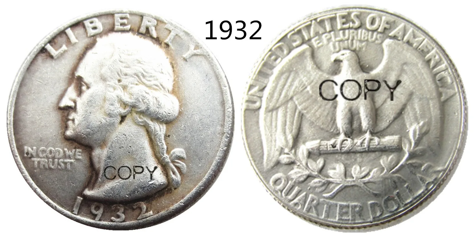 US 1932PSD Washington Quarter Dollar Silver Plated Copy Coin