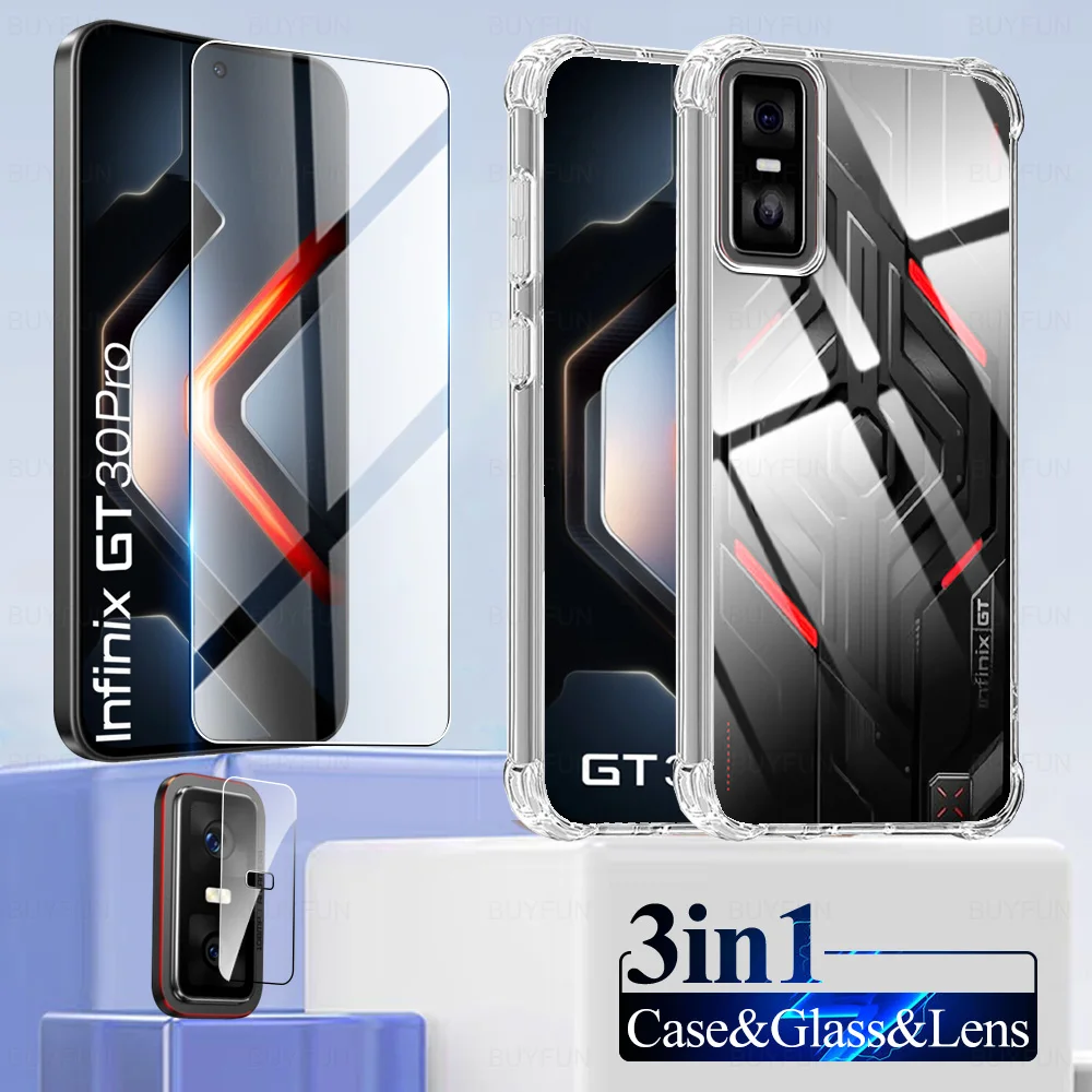 Pour Infinix GT 30 Pro 5G 2025 coque de téléphone transparente, verre trempé et Films d'objectif d'appareil photo GT30 30Pro GT30pro 6.78 ''InfinixGT30Pro Pour Infinix GT 30 Pro 5G 2025 coque de téléphone transparente, verre trempé et Films d'objectif d'appareil photo GT30 30Pro GT30pro 6.78 ''InfinixGT30Pro