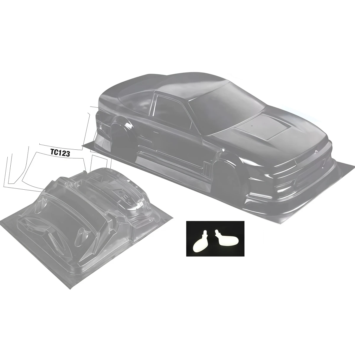 TC123 1/10 Sileighty 200mm Drift Clear PC Body Shell With Rear Spoiler For 1/10 RC Drift Car Body Upgrade Parts