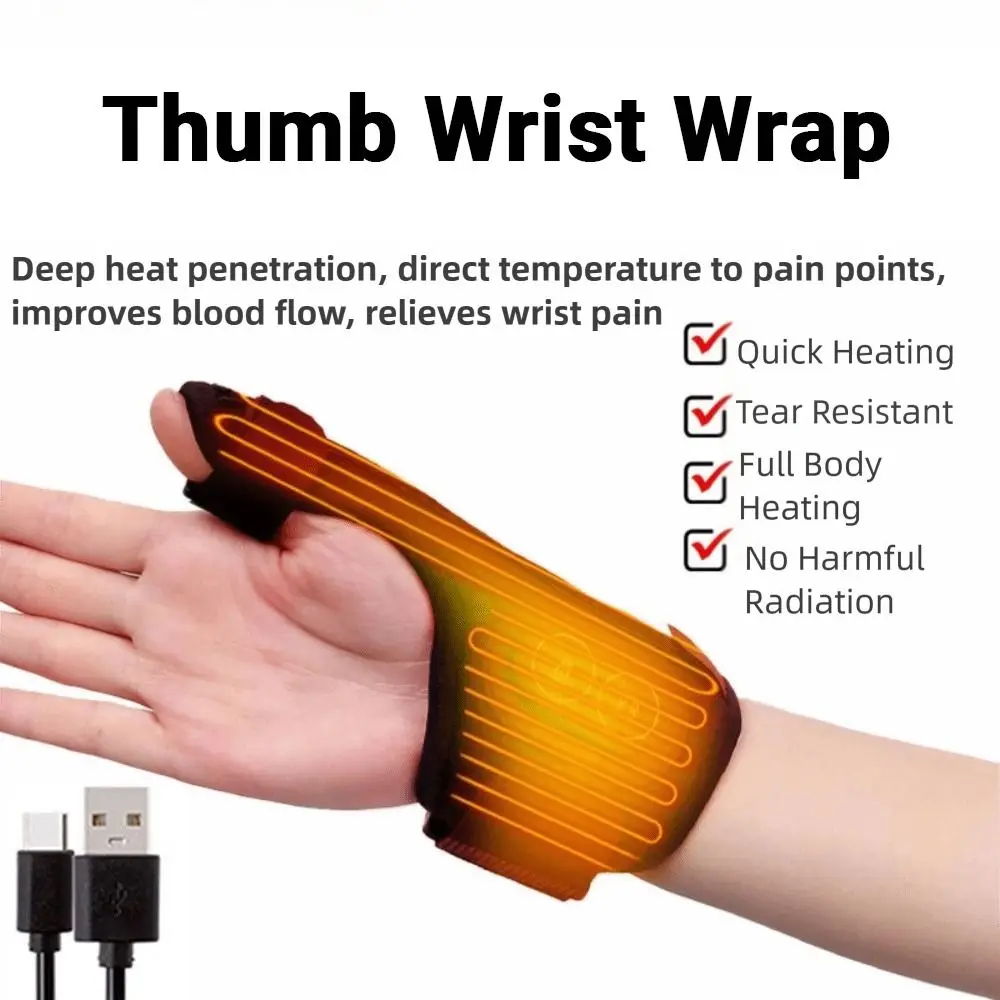 Portable Electric Thumb Wrist Wrap Wrist Support Heated Wrap Thumb Wrist Massage Tape Compact Hot Compress