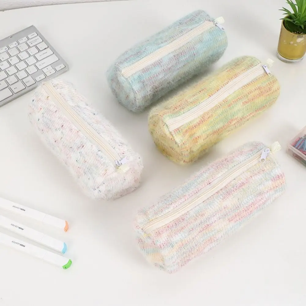 

Soft Plush Pen Bag Large Capacity Cylinder Pencil Case Back To School Gift Stationery Organizer School Office
