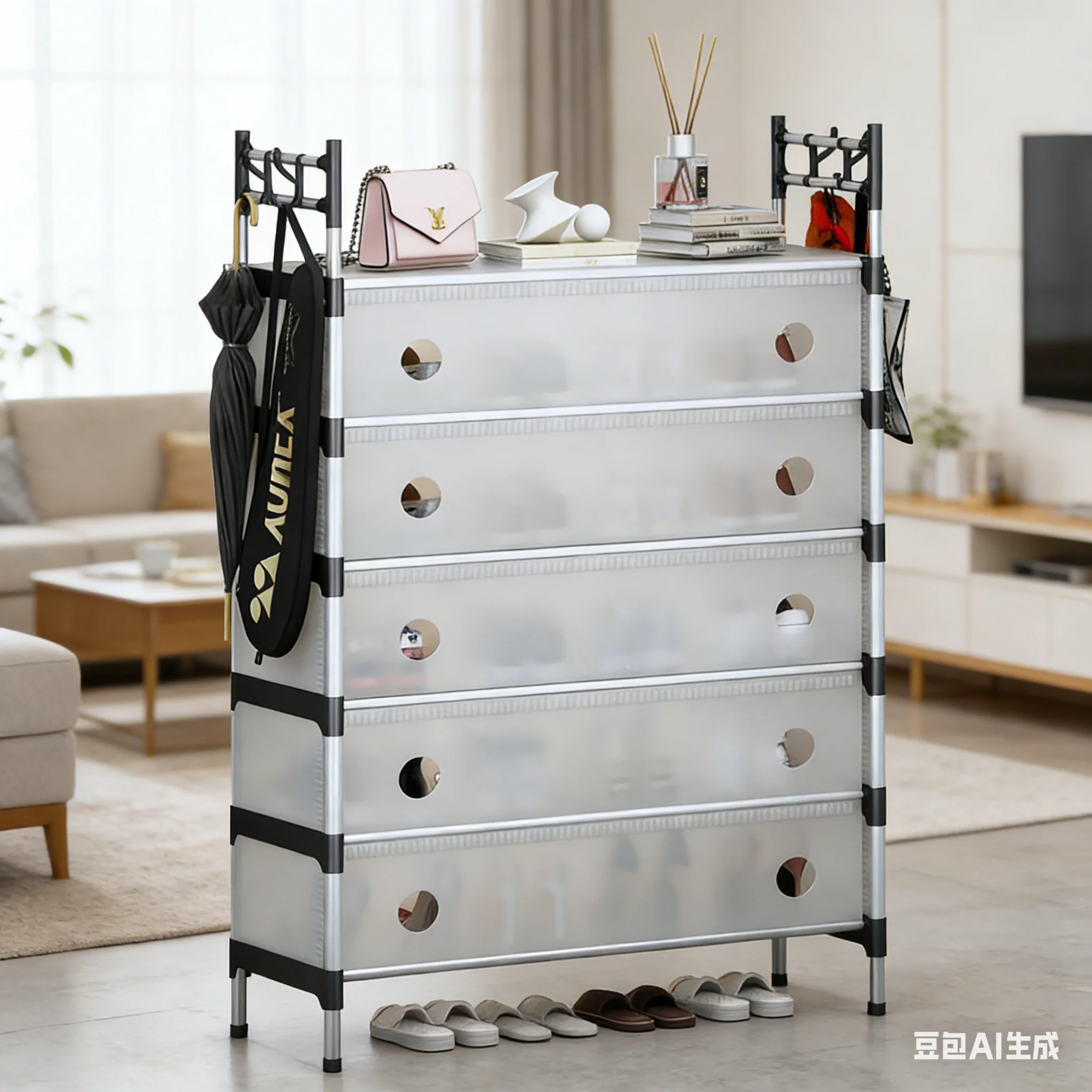 

AOLIVIYA Обувница для прихожей, многоярусный шкаф для обуви, вместительный, в японском стиле, для дома, гостиной, коридора A570914