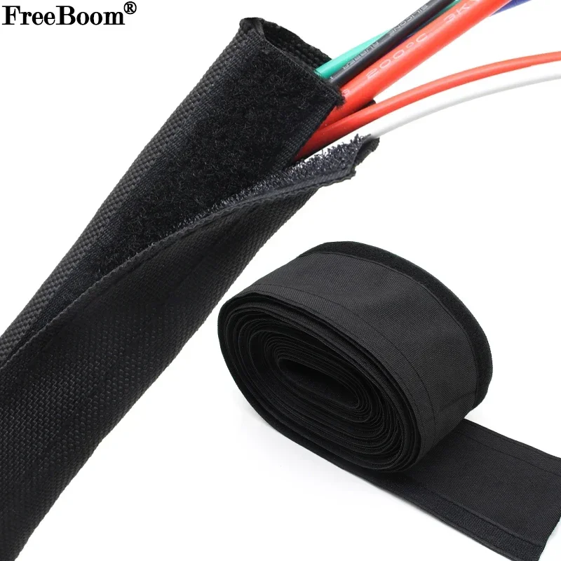 

1/3/5m Cable Sleeve Adhesive Grommet 16mm-100mm Nylon Braided Flexible Cable Harness Sheath Wrap Protector