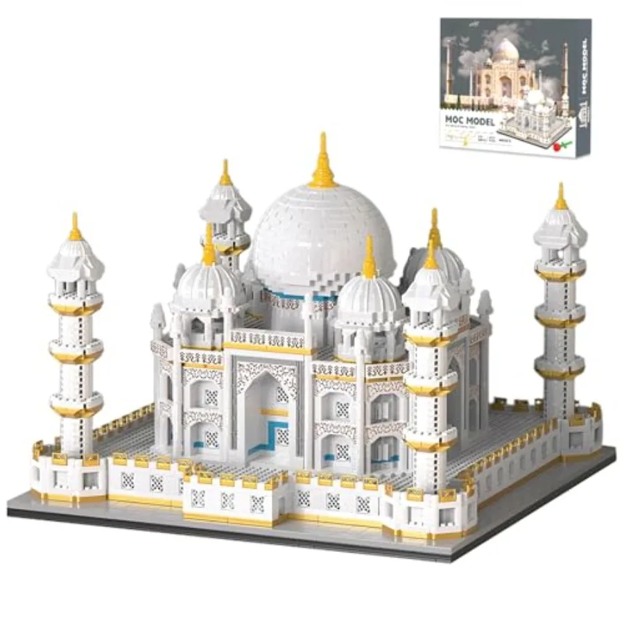 

Architecture Taj Mahal Micro Mini Building Blocks Set Landmarks Collection Display Model Gift for Adults 4030 Pieces Black Red