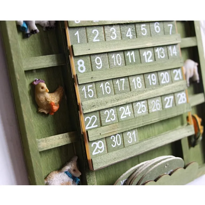 Calendario de personalidad Retro creativo 1 Juego hecho a mano de madera decoración del hogar colgante de pared DIY lindos animales escritorio de oficina perpetuo