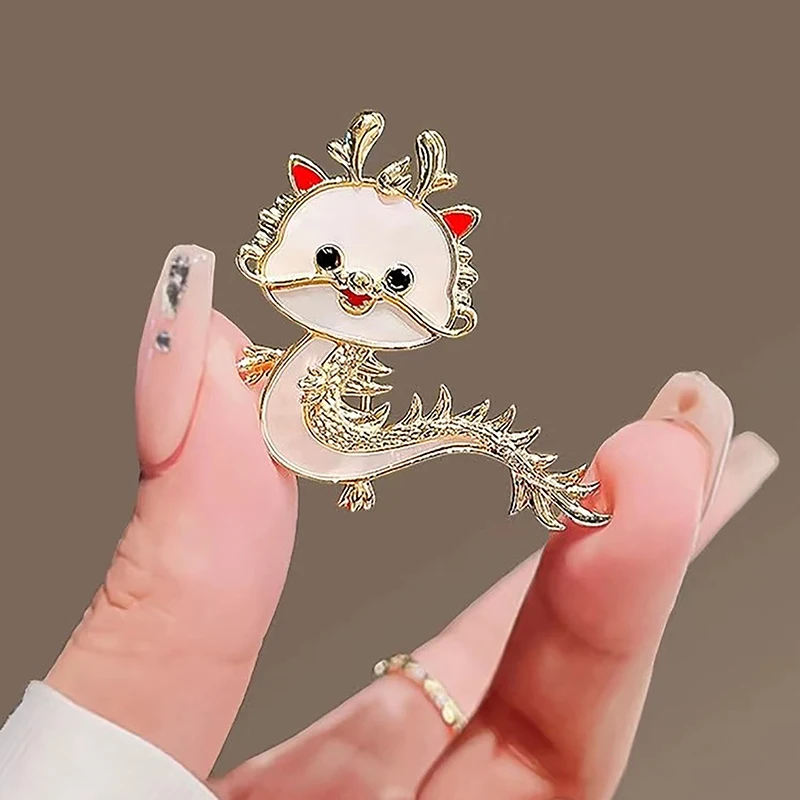 Cartoon Imitation Shell Dragon Brooch For Women Chinese Zodiac Dragon Badge Cute Animal Pins Clothing Accessories Jewelry Gift