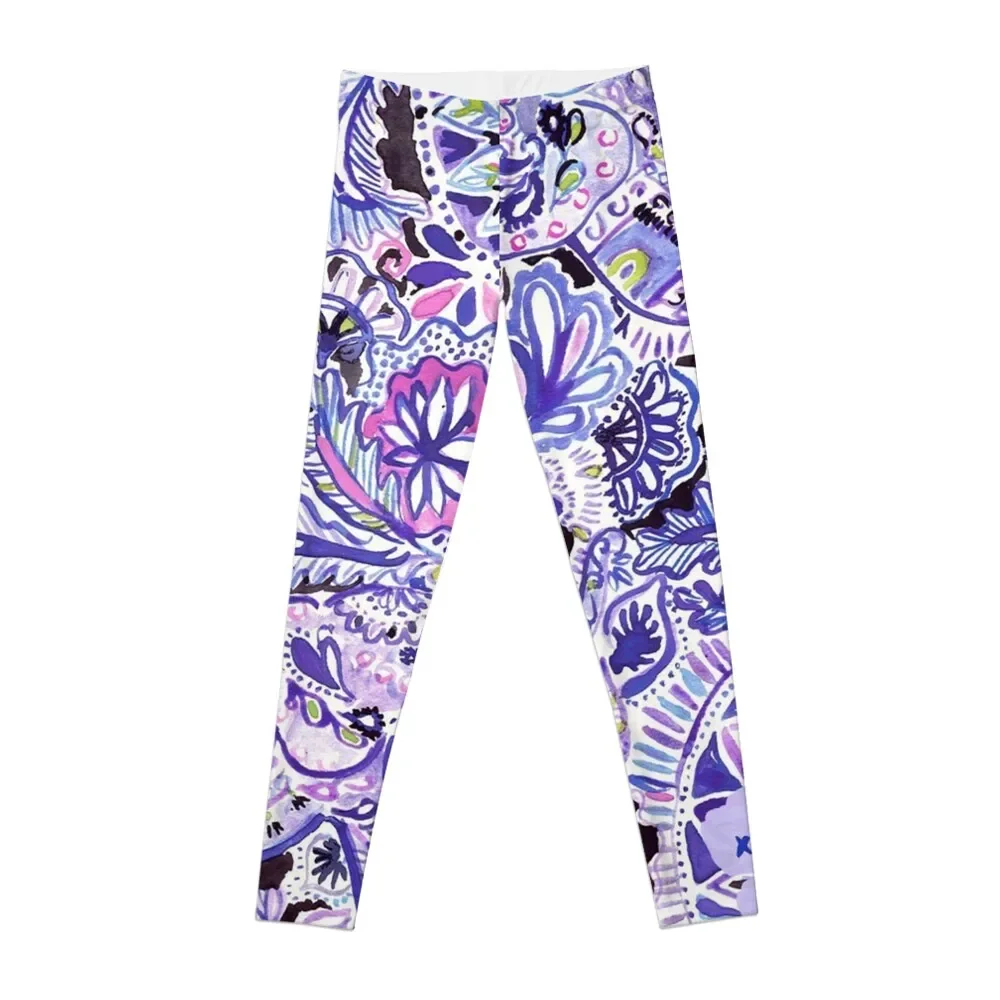 

PURPLE FLOWERS Leggings Women's high waist sport set Womens Leggings