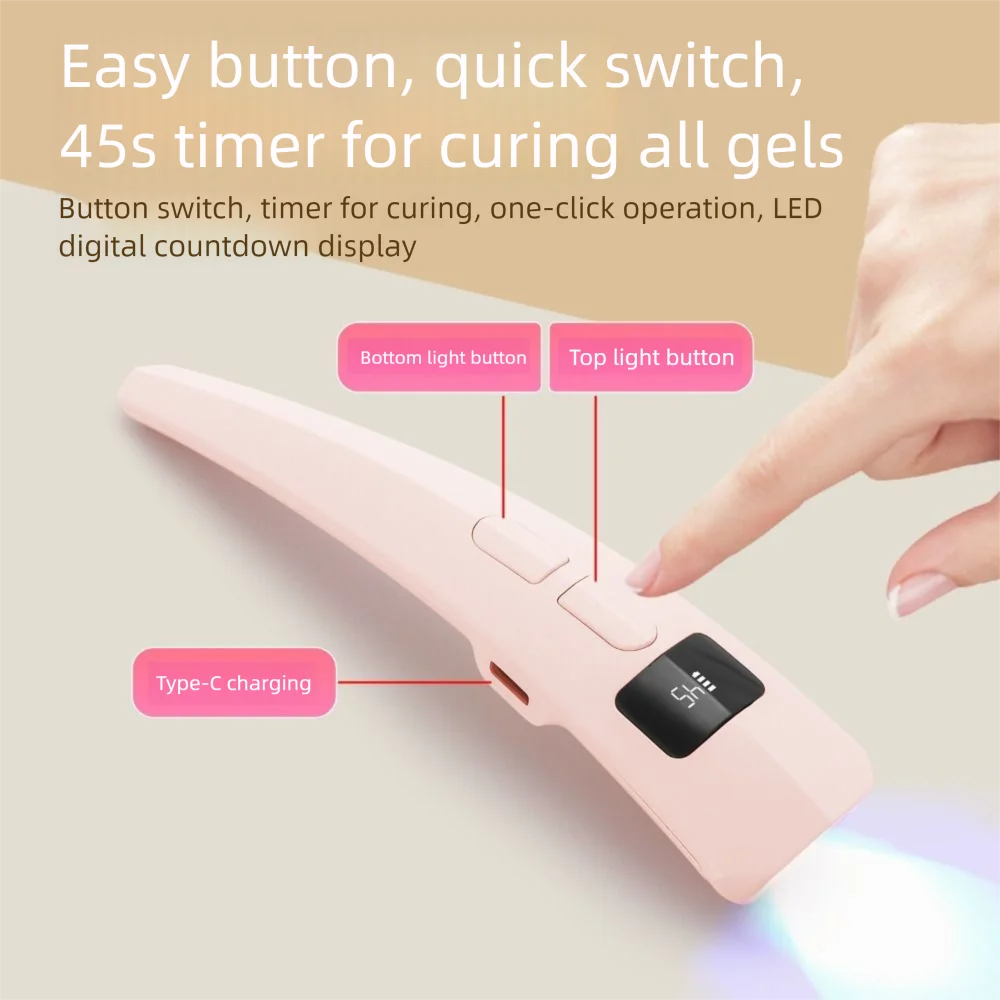 Nagelkunstgereedschap Sneldrogende nageldroger Licht 2 modi USB UV LED-nagellamp Handheld draagbare gellakdroger DIY nagelgel