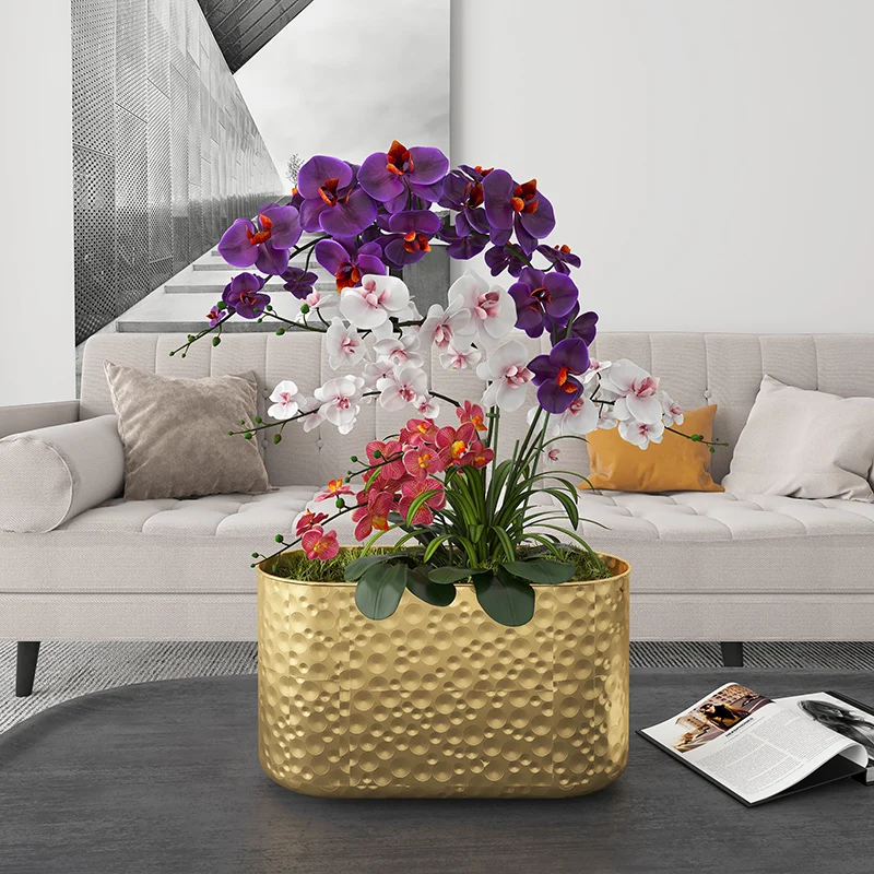 Light Luxury Iron Art Creative Butterfly Orchid Flower Pot Container Simple Metal Flower Plate Desktop Home Decoration Flowerset