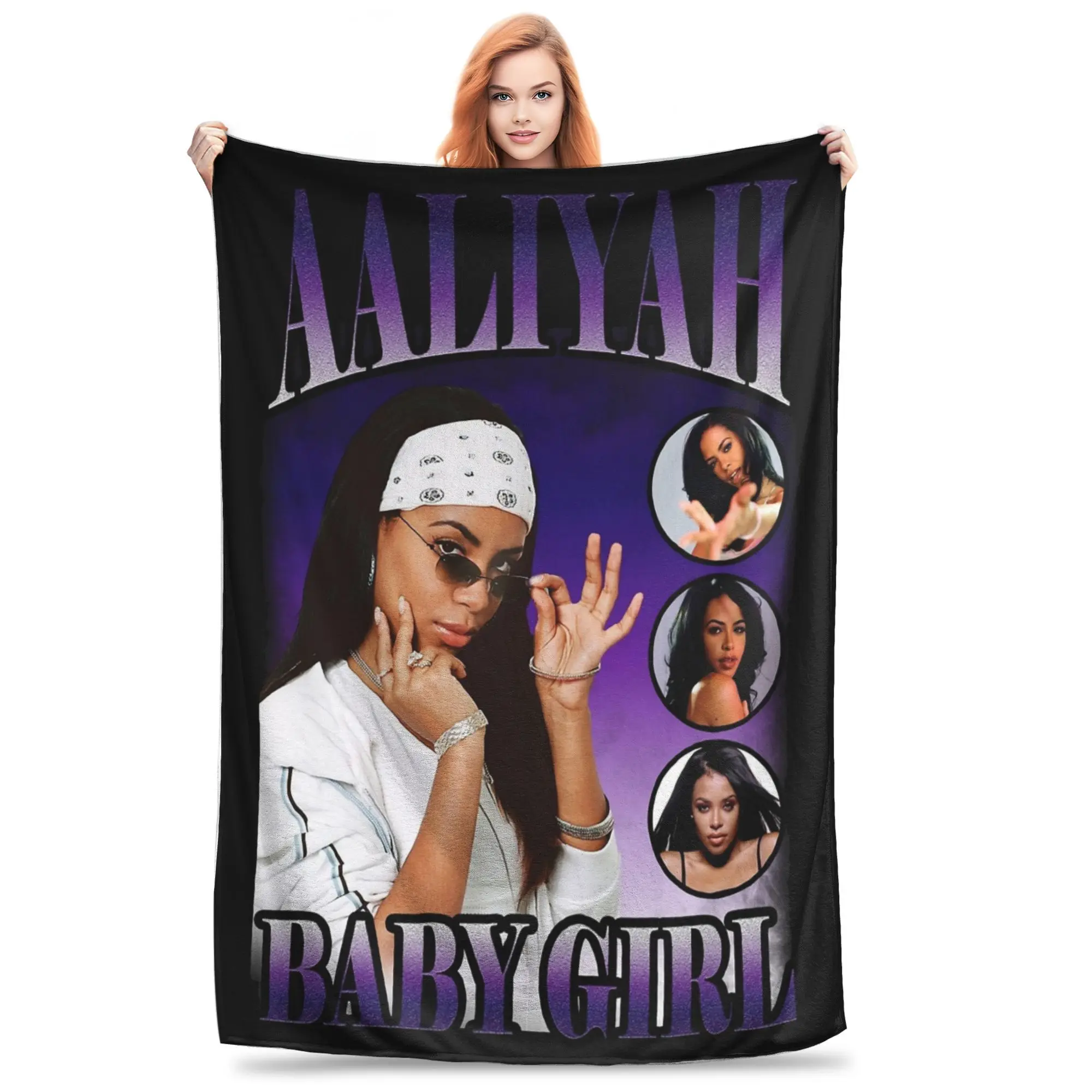 Aaliyahs Baby Girl Purple Bootleg Blanket Fleece Print  Portable Super Warm Throw Blankets for Home Couch Plush Thin Quilt