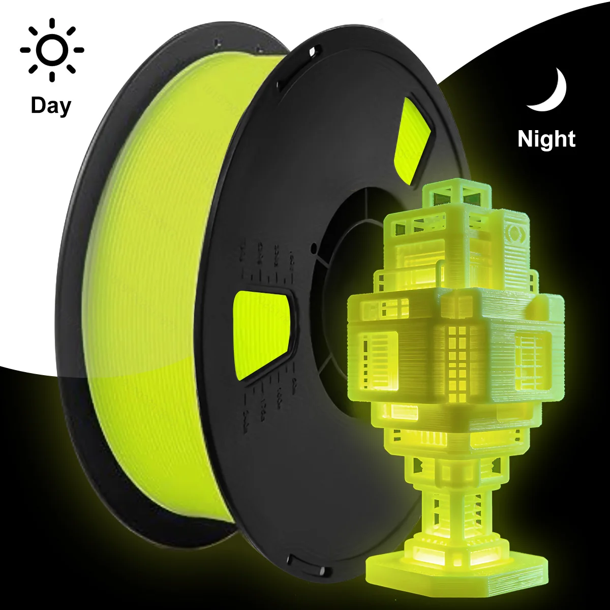 DIY-kerstcadeau, 1,75 mm PLA lichtgevend 3D-printerfilament, 200 g (0,44 l) spoel, gloeit in het donker, voor de meeste FDM-printers - afbeelding 1