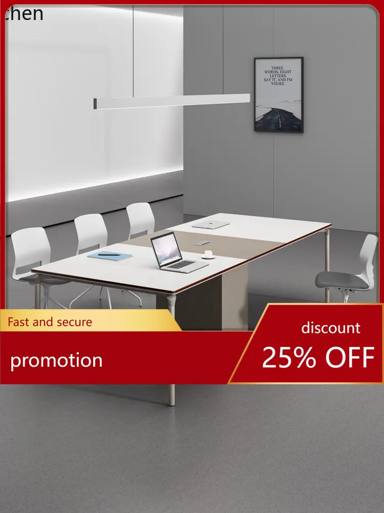 

CZ Conference Table Long Table Simple Modern Small Conference Room Long Strip Simple Conference Room Meeting Table and Chair Set