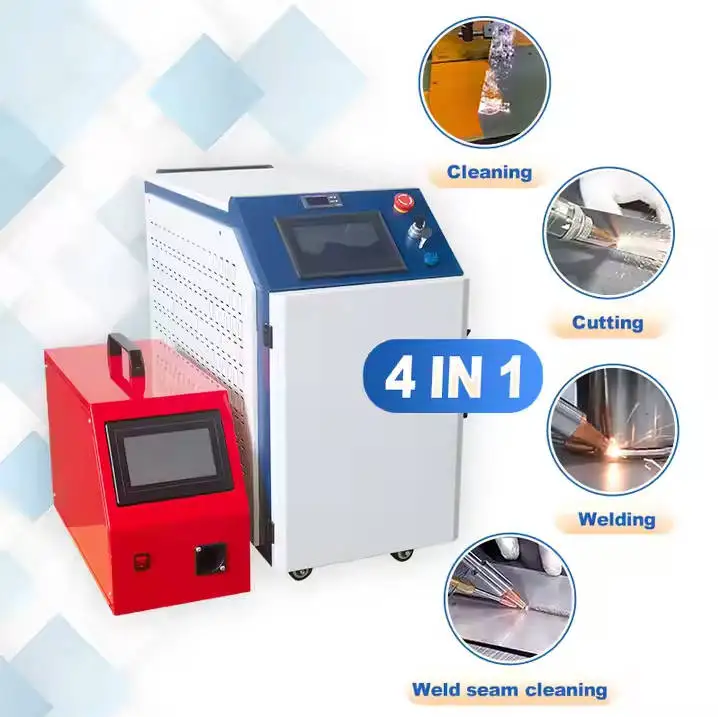 

4 in 1 Fiber Laser Welding Cleaning Cutting Machine 1500W 2000W Double Wobbles 7 Patterns Handheld Laser Welder for All Metal