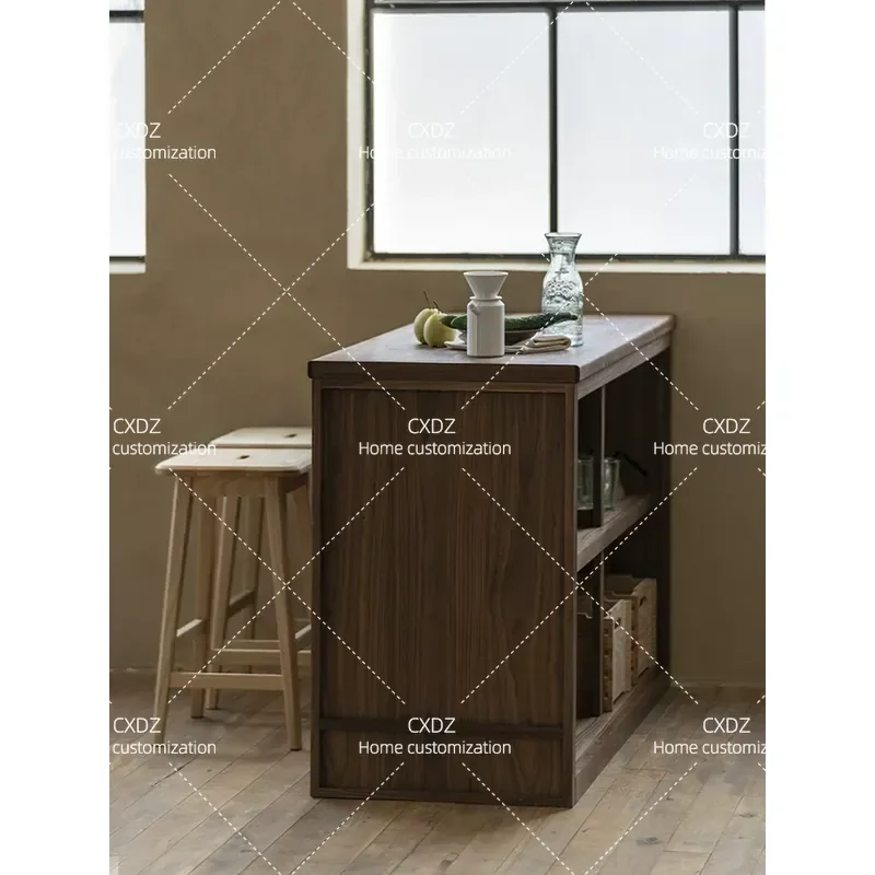 Solid Wood Side Cabinet Japanese Retro Wabi Sabi Style Storage Console Table for Living Room Kitchen Dining Area Home Decor