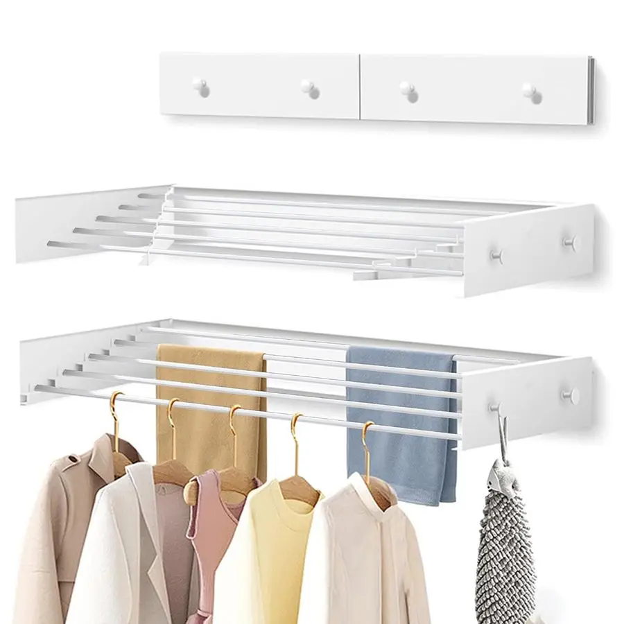 

Сушилка 31,5 дюйма Складная настенная вешалка для белья Складная внутренняя сушилка для одежды Складная Скрытая экономия места с