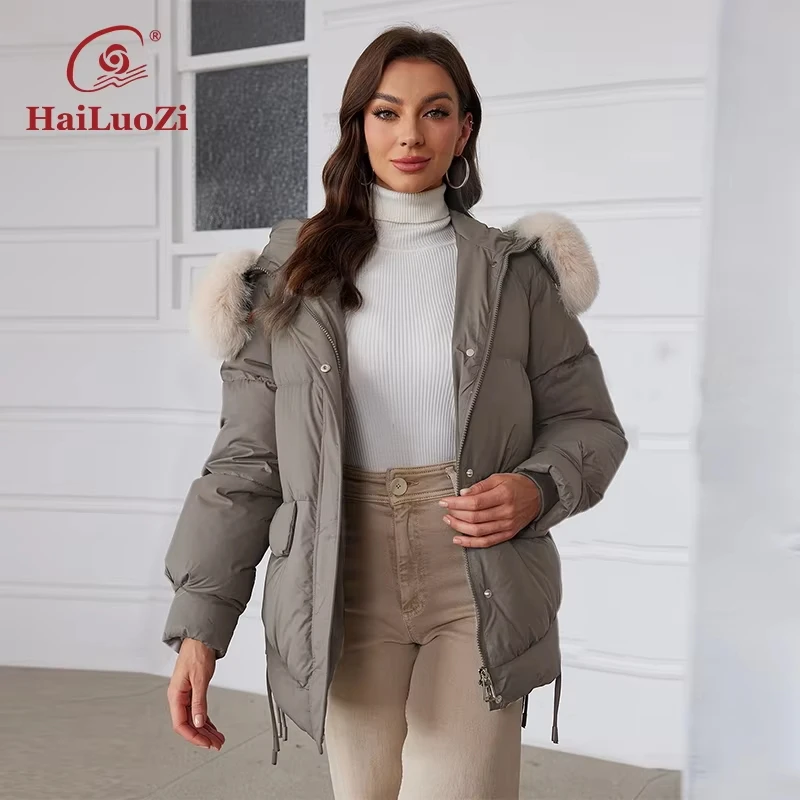 Heloise 2024 new casual winter women's jacket quilted casual plush hooded women's jacket side closure warm women's jacket 635