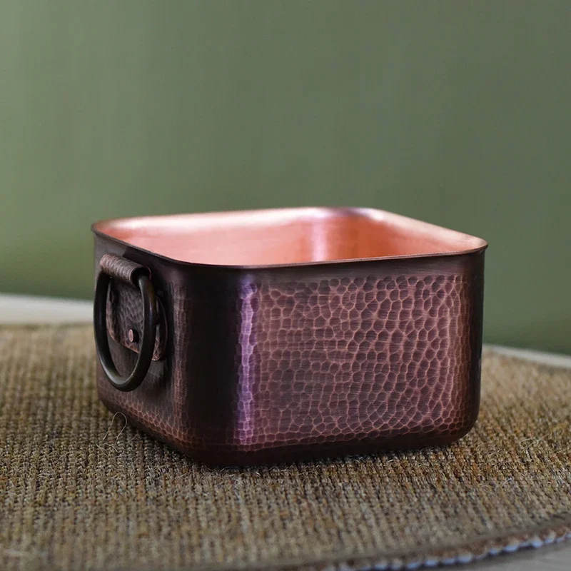 

Коммерческие индукционные медные кастрюли для приготовления пищи, квадратный горшок в винтажном стиле, горячая кастрюля из чистой меди, большие кастрюли для супа и стоков, ручная работа