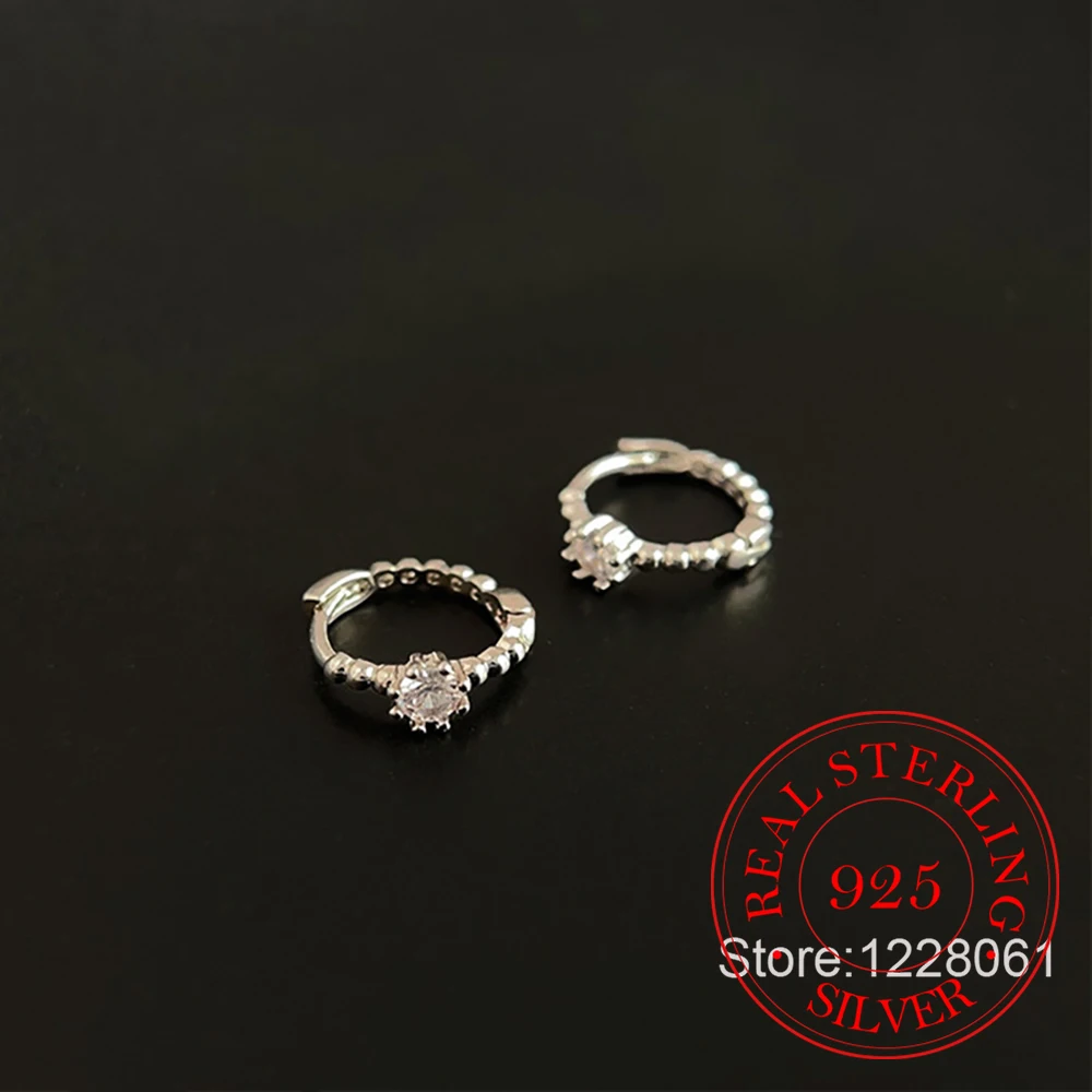 925 Sterling Silber Schmuck Mode Einzelnen Zirkon Kristall Creolen für Frauen Hochzeit Schmuck Für Mädchen Freund Geschenk