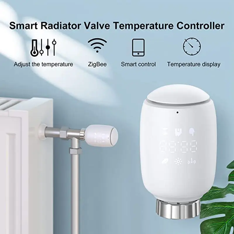 Smart Thermostatic Controller Radiator Head TRV Programmable Temperature Controller Alexa Google Home Voice Control Tuya Wifi