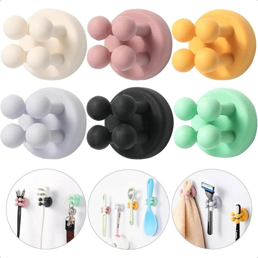 

iBetterLife Silicone Toothbrush Holders for Bathrooms 6Pcs Razor Holder for Shower Wall Mounted Self Adhesive Multifunctional C