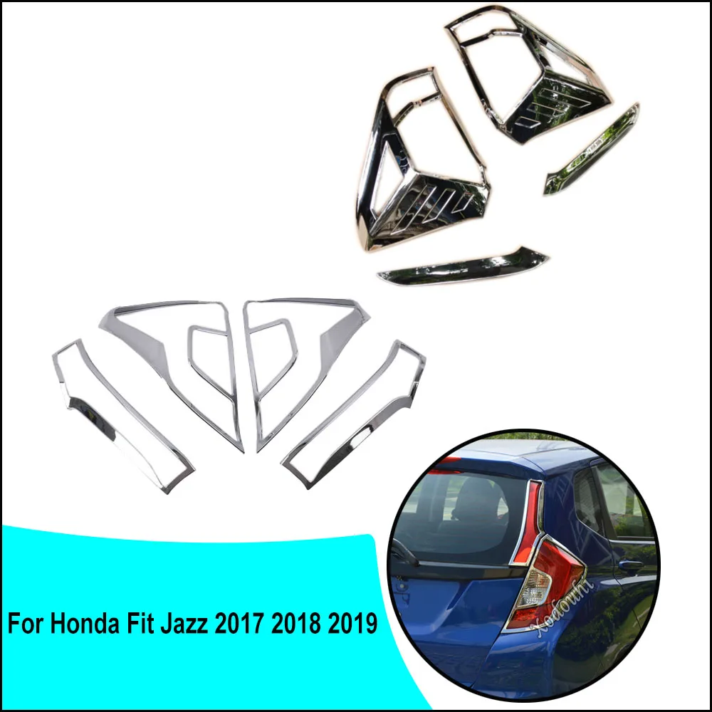 

For Honda Fit Jazz 2017 2018 2019 Car Styling Body Cover Trim Back Tail Rear Light Lamp Frame Sticker Panel Parts Hoods 4pcs