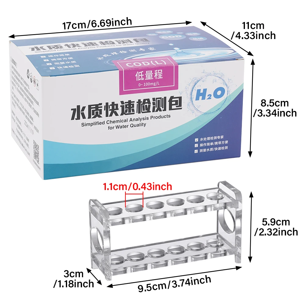 Probador rápido de Calidad del Agua COD, 50 veces/caja, detección química, papel de parámetros, tubo colorimétrico, reactivo, prueba de calidad del agua