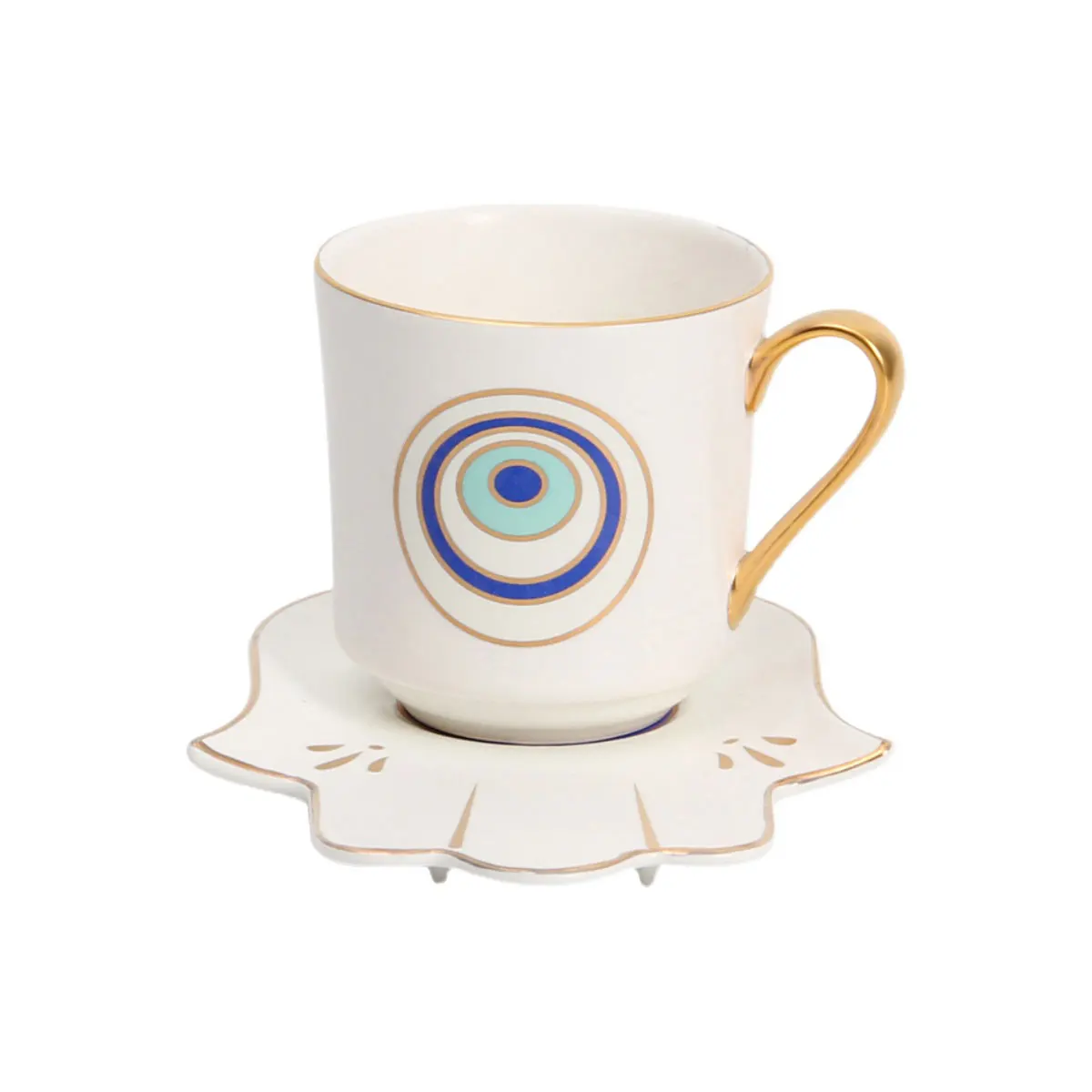 طقم فنجان قهوة وصحن تركي ، فنجان شاي تركي ، عين الشيطان ، طبق همسة يدوي ، إبداعي كلاسيكي أوروبية ، هدية سيراميك