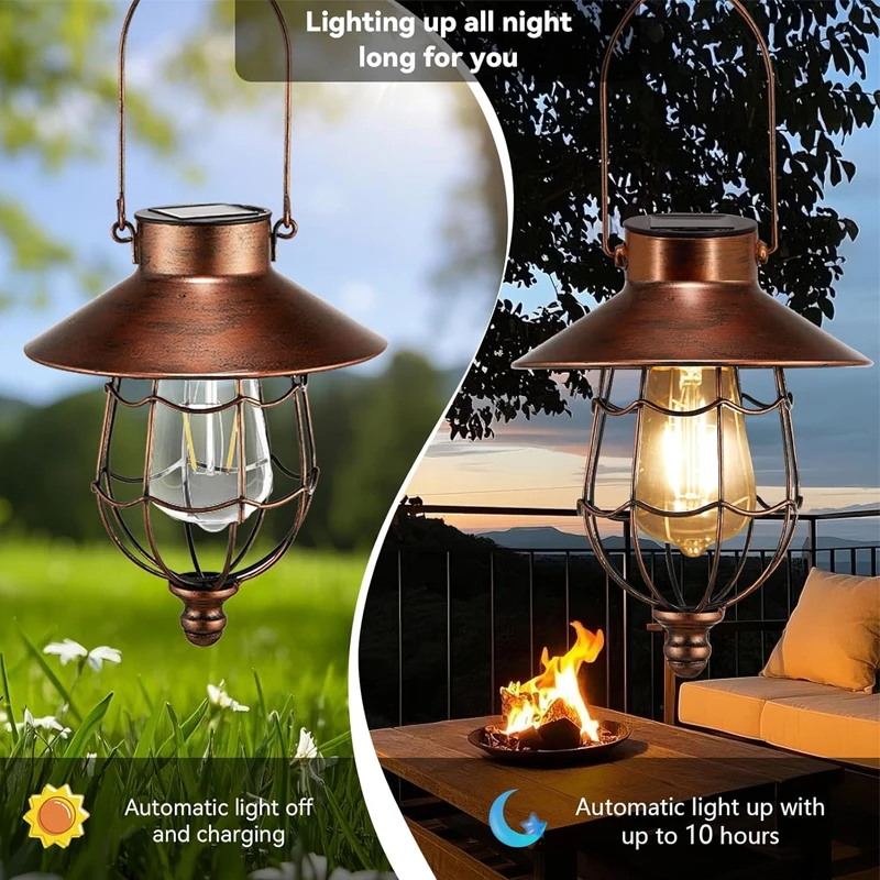 

Солнечный фонарь, уличный водонепроницаемый подвесной светильник, винтажные металлические солнечные фонари для сада, двора, патио, рождественской вечеринки, декоративное освещение