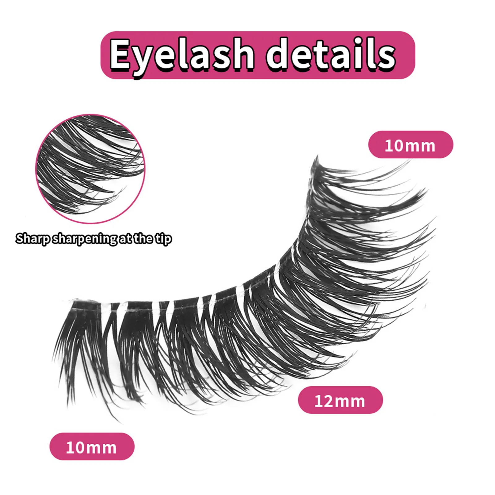 Full strips Dramatic False Eyelashes  Fluffy Curled up Transparent Band Wispy lashes Natural Makeup Party Cosplay